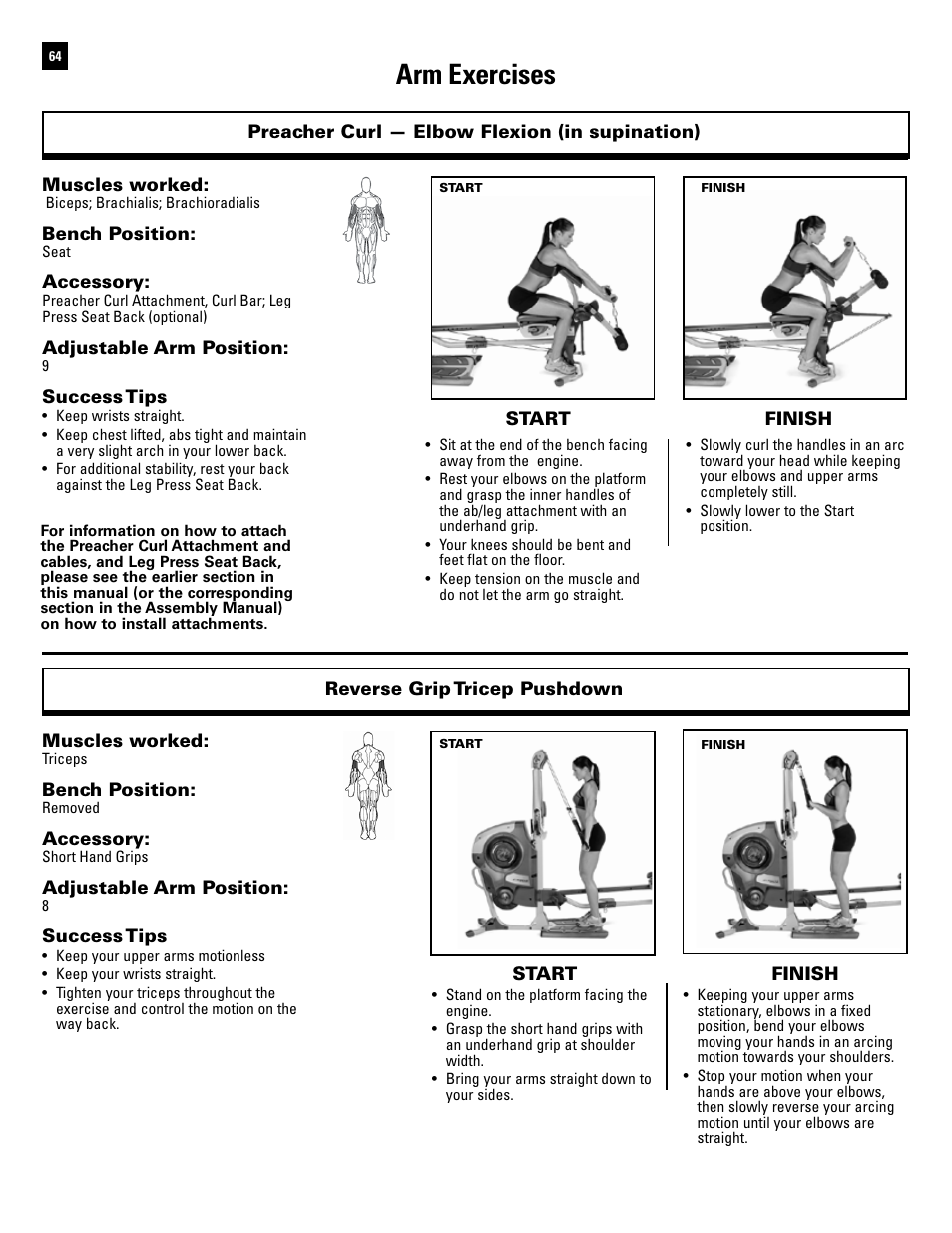 Arm exercises | Bowflex Revolution User Manual | Page 66 / 88