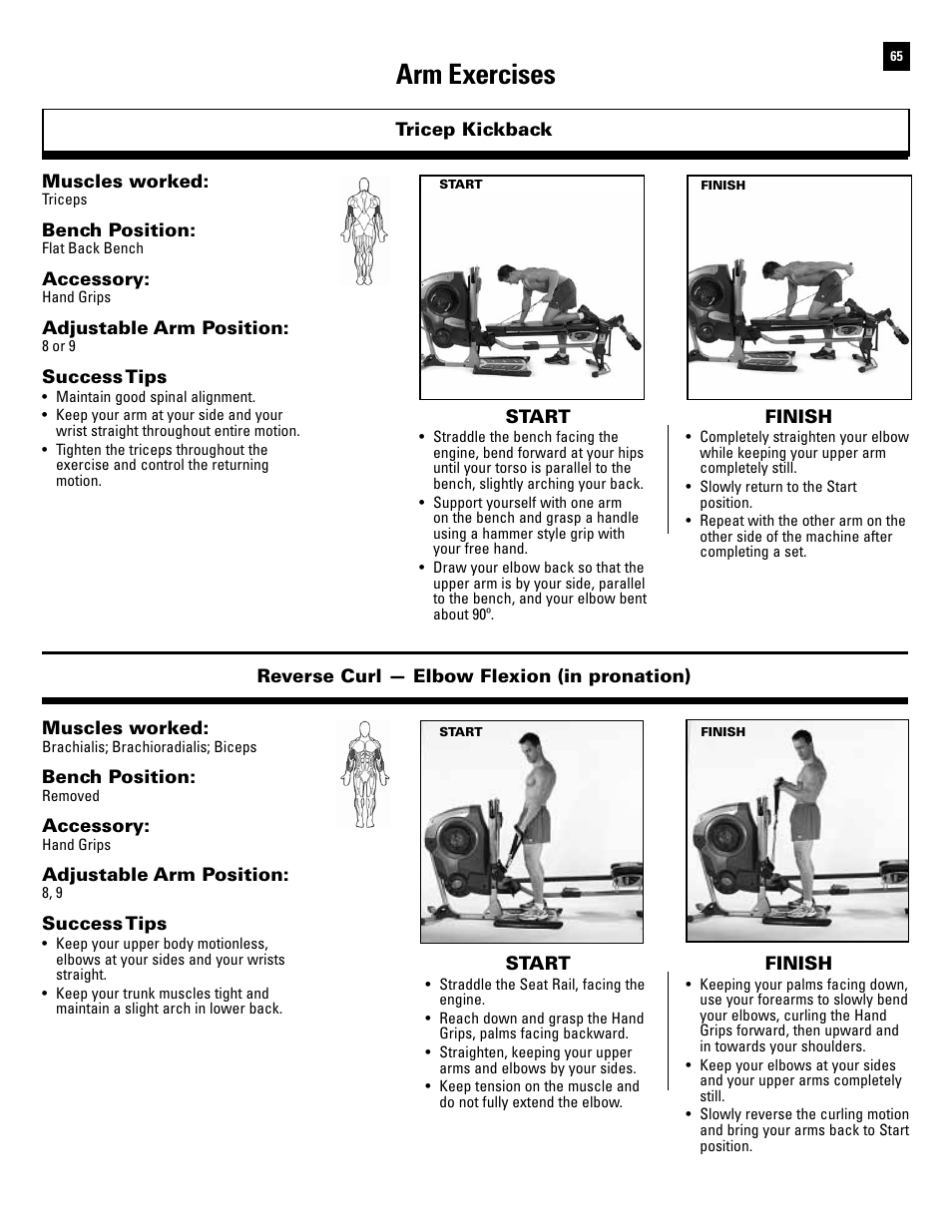 Arm exercises | Bowflex Revolution User Manual | Page 67 / 88