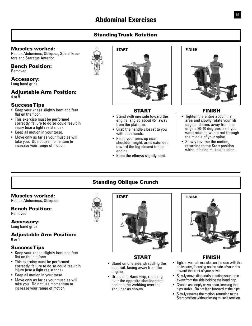 Abdominal exercises | Bowflex Revolution User Manual | Page 71 / 88