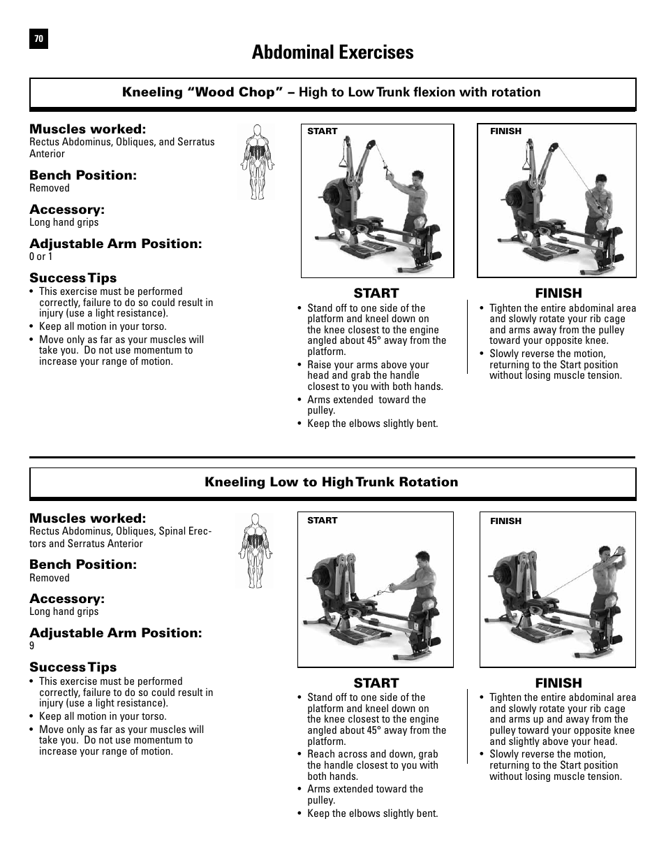 Abdominal exercises | Bowflex Revolution User Manual | Page 72 / 88