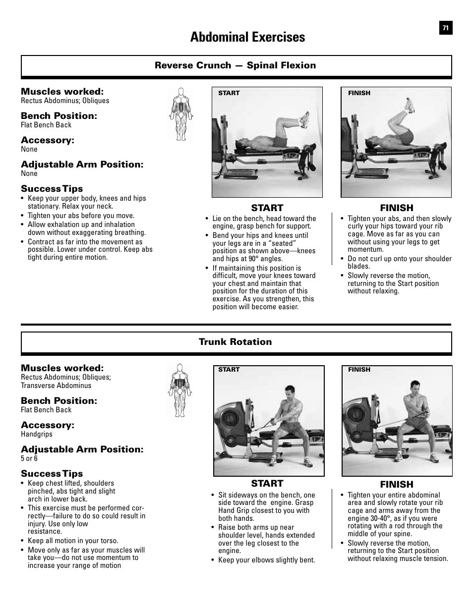 Abdominal exercises | Bowflex Revolution User Manual | Page 73 / 88