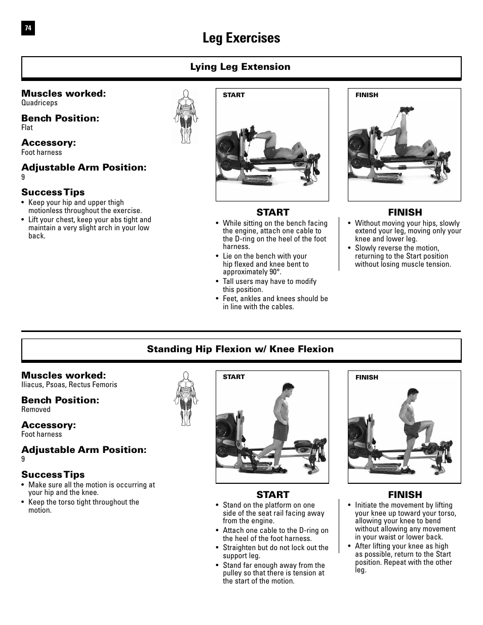 Leg exercises | Bowflex Revolution User Manual | Page 76 / 88