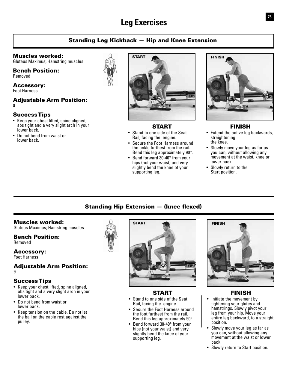 Leg exercises | Bowflex Revolution User Manual | Page 77 / 88