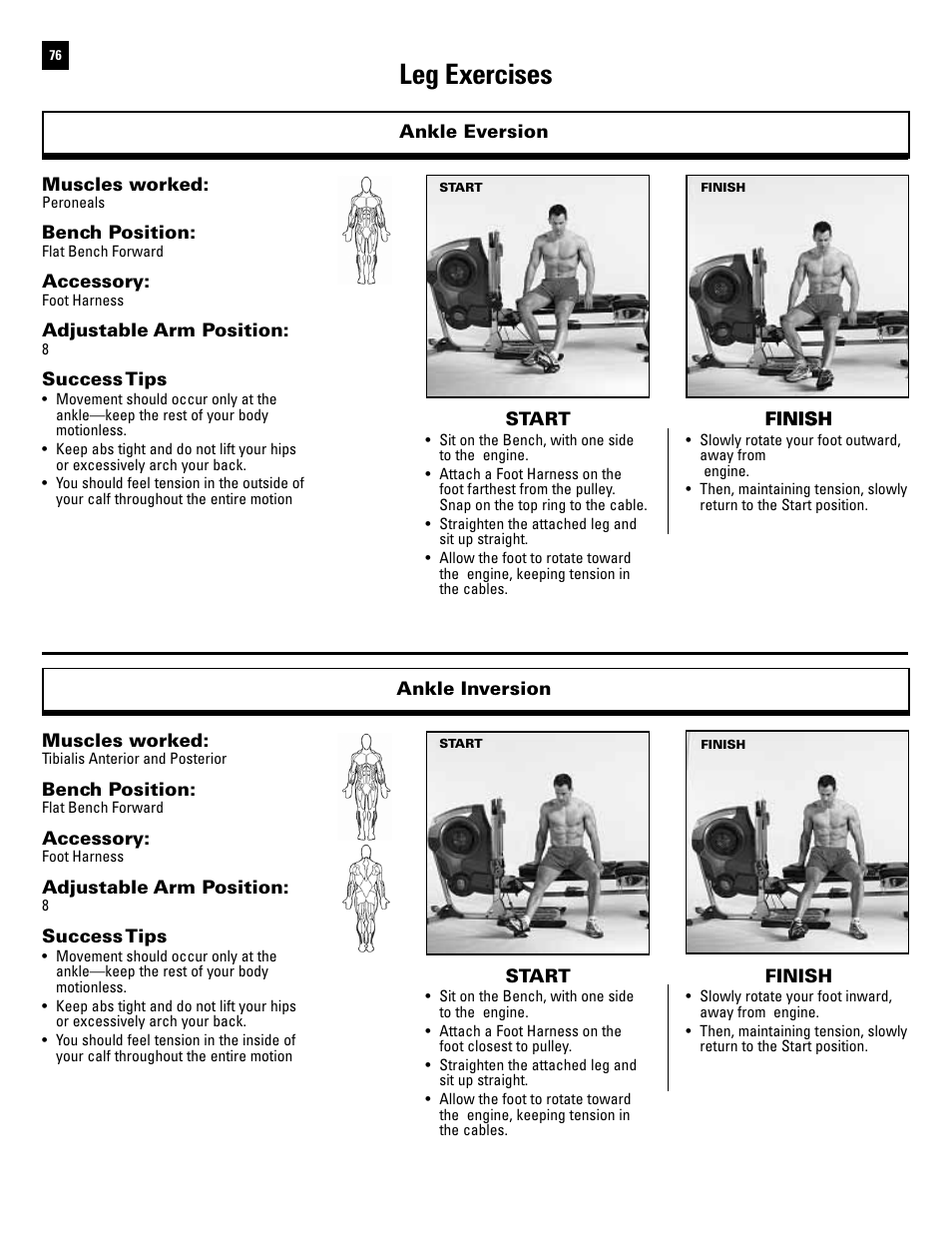 Leg exercises | Bowflex Revolution User Manual | Page 78 / 88