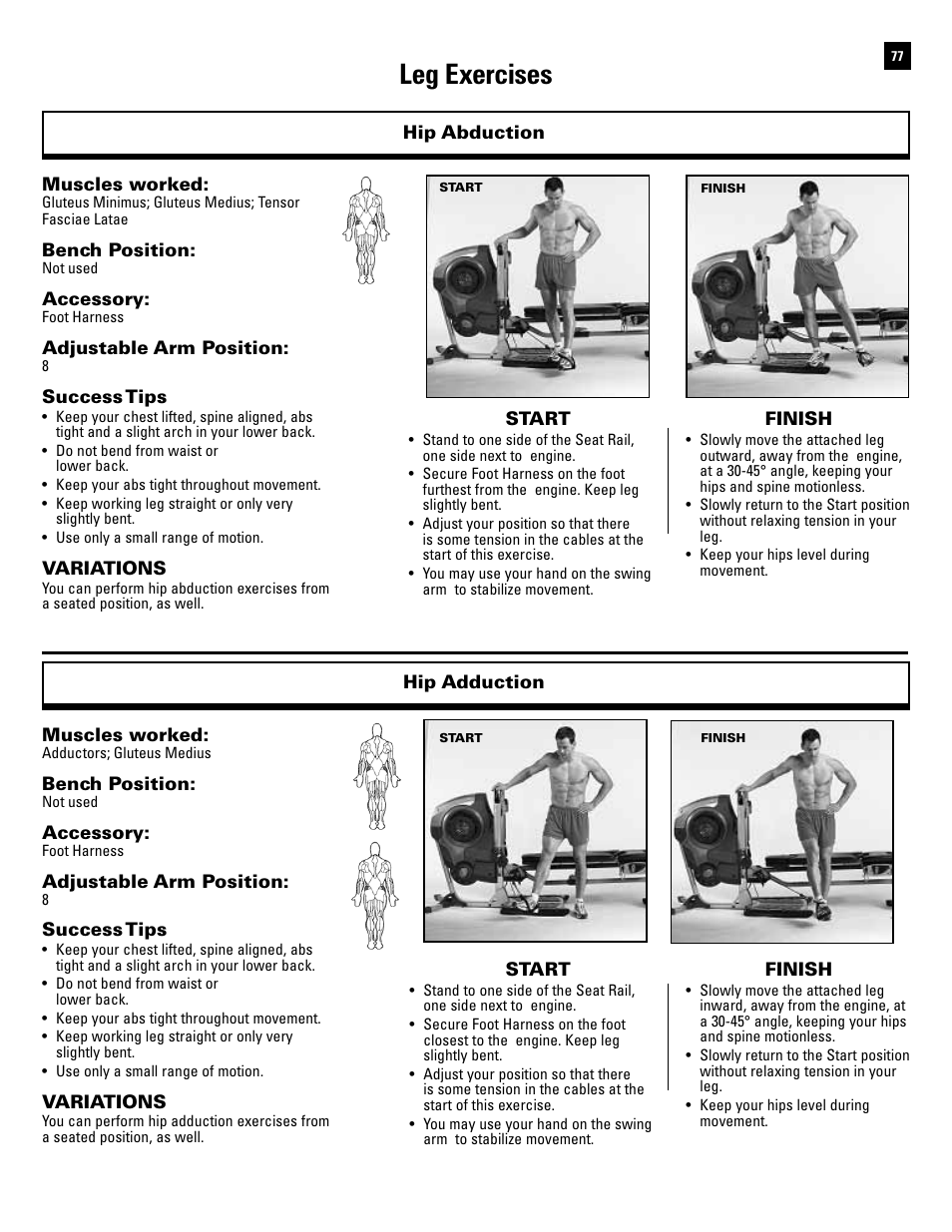 Leg exercises | Bowflex Revolution User Manual | Page 79 / 88