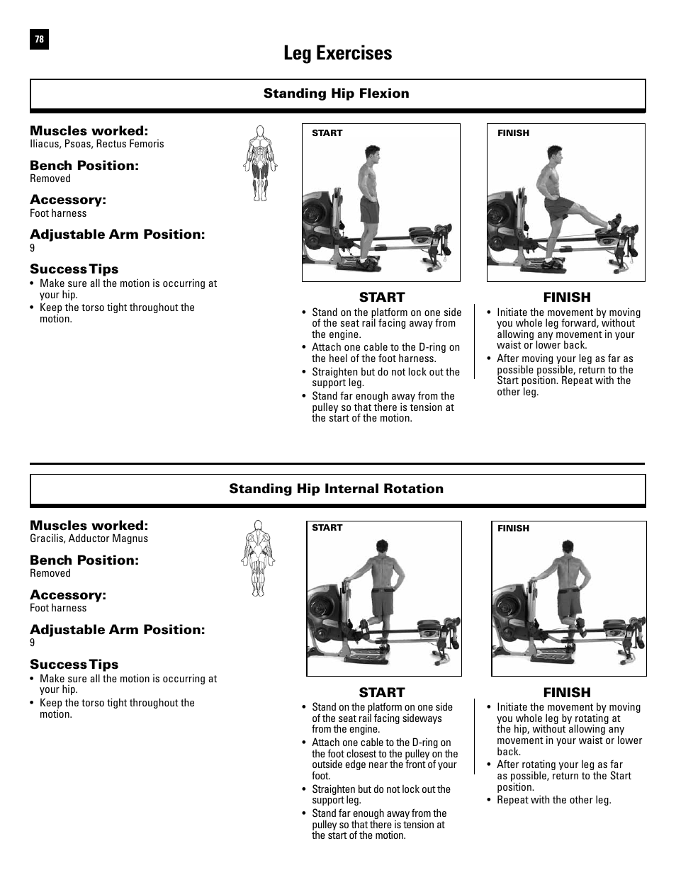 Leg exercises | Bowflex Revolution User Manual | Page 80 / 88