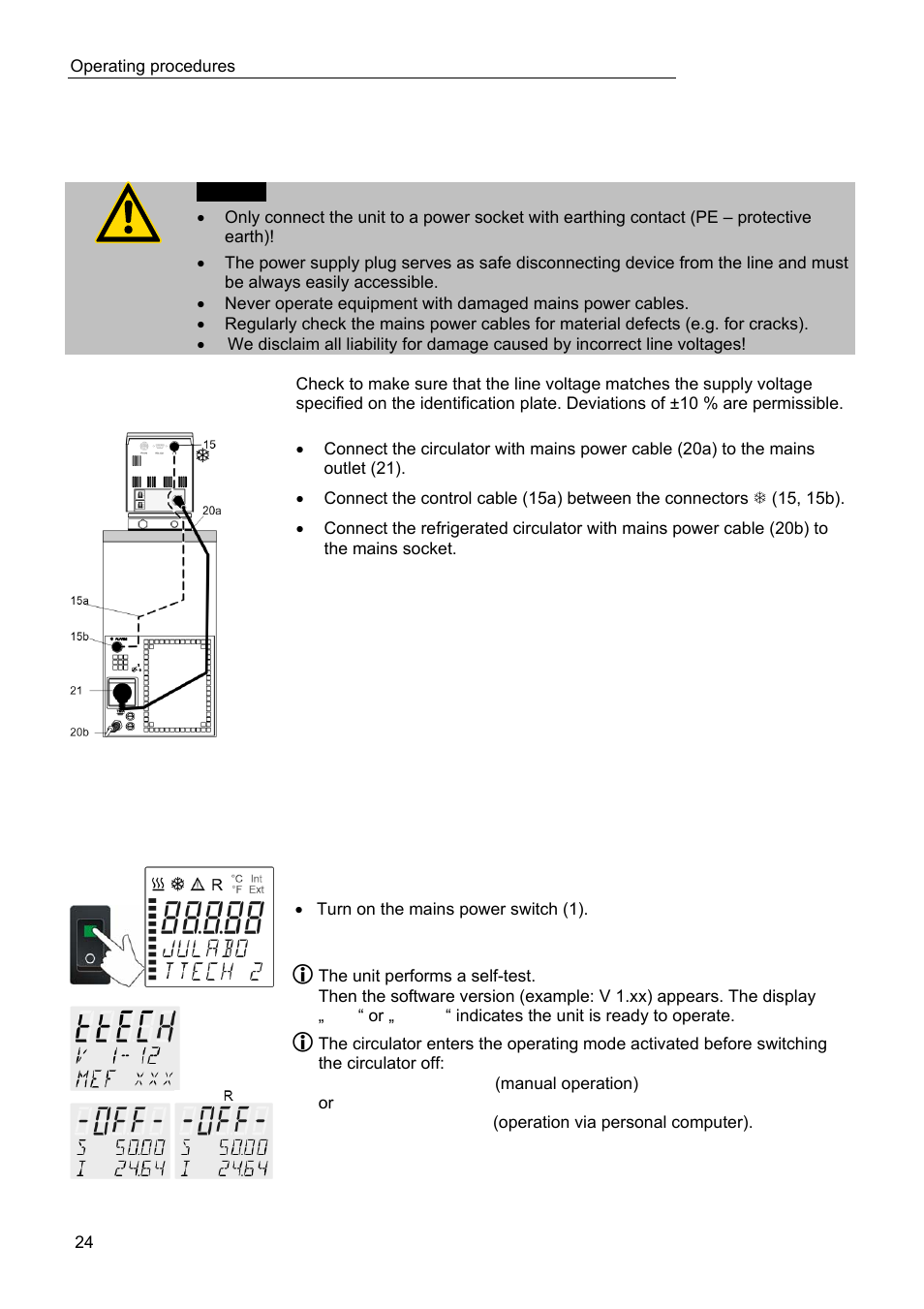 Operating procedures | JULABO FPW50-ME Refrigerated and Heating Circulators User Manual | Page 24 / 66