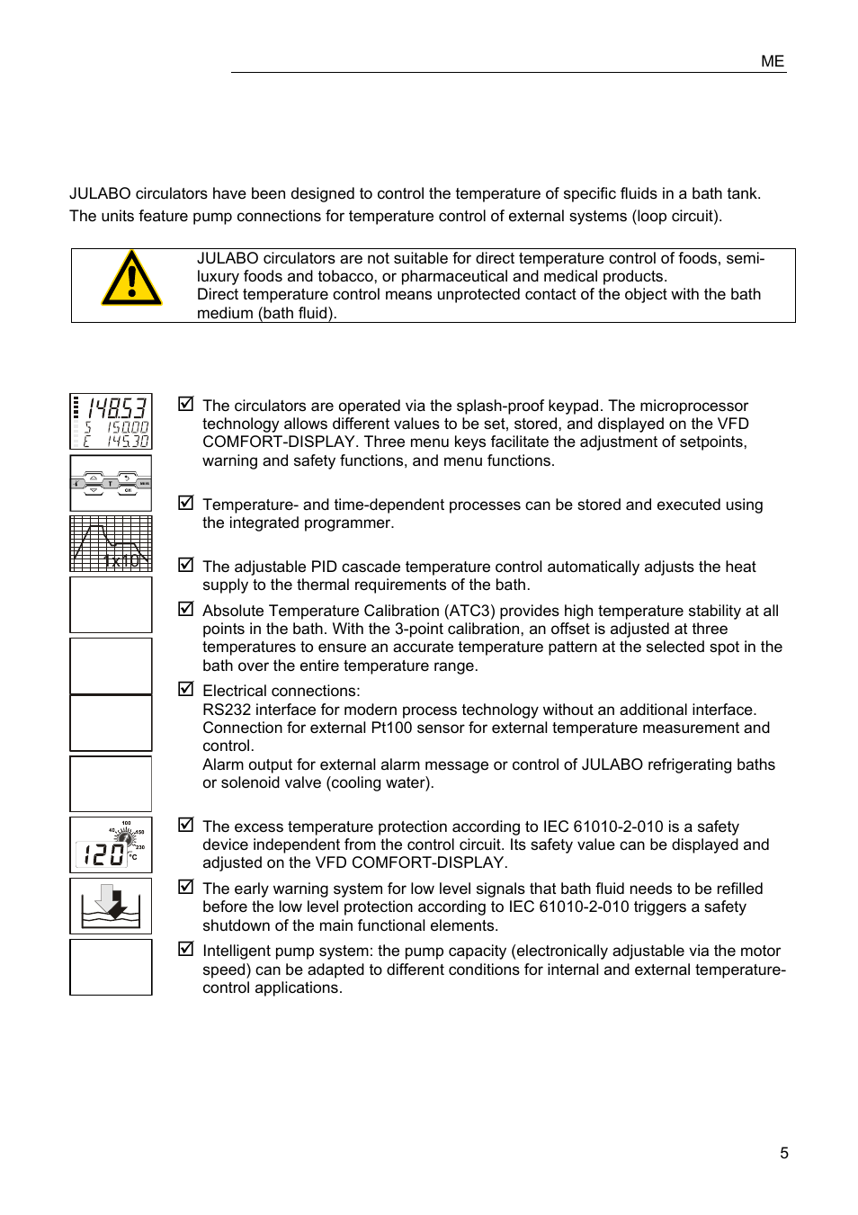 Pid3, Pt100, Pump | Rs232 | JULABO FPW50-ME Refrigerated and Heating Circulators User Manual | Page 5 / 66