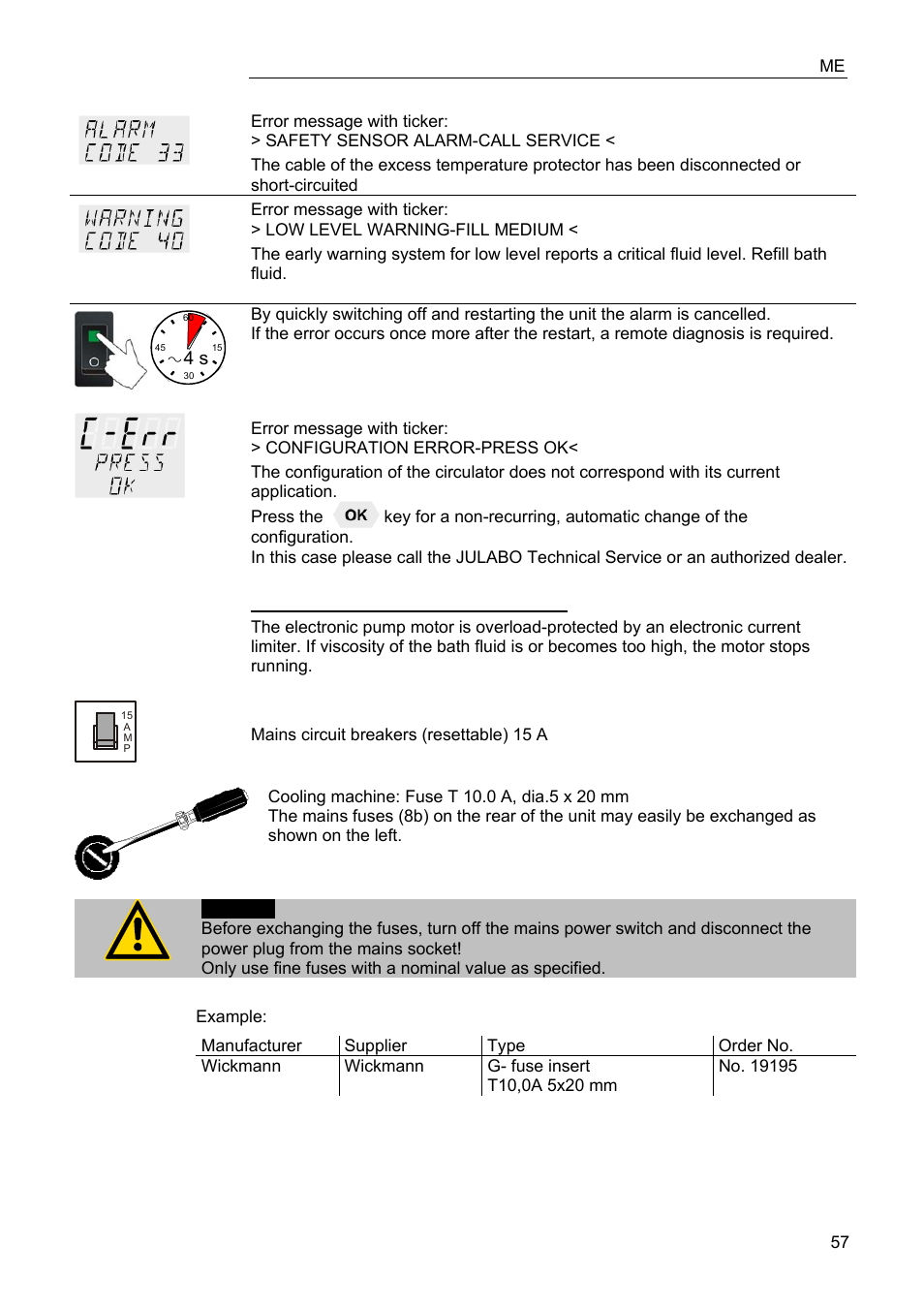 JULABO FPW50-ME Refrigerated and Heating Circulators User Manual | Page 57 / 66