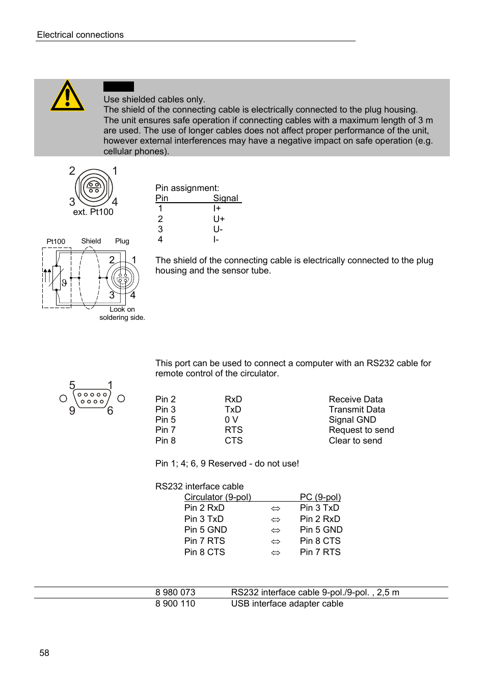 Electrical connections | JULABO FPW50-ME Refrigerated and Heating Circulators User Manual | Page 58 / 66