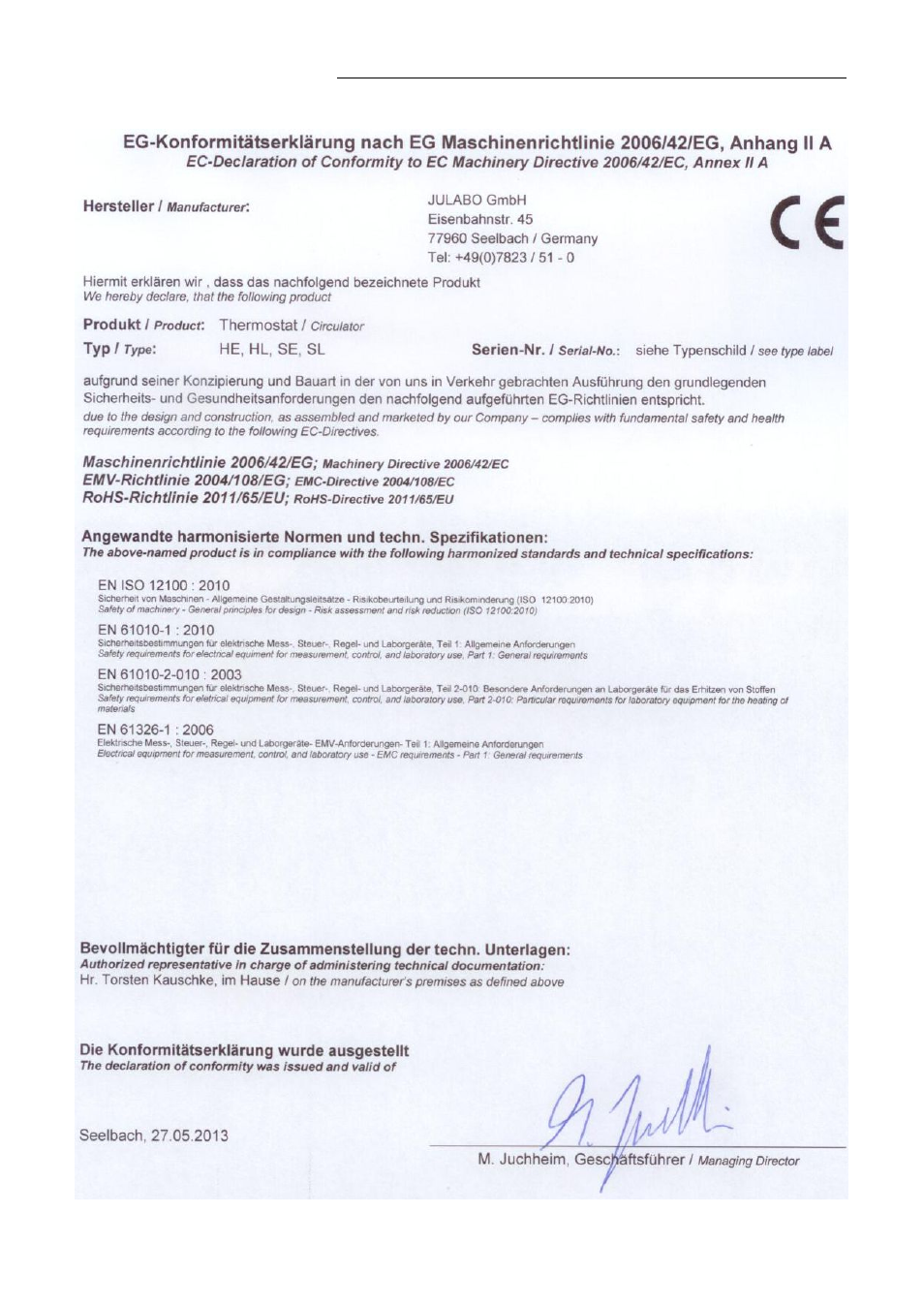 Ec conformity | JULABO FPW50-HE Refrigerated and Heating Circulators User Manual | Page 9 / 86