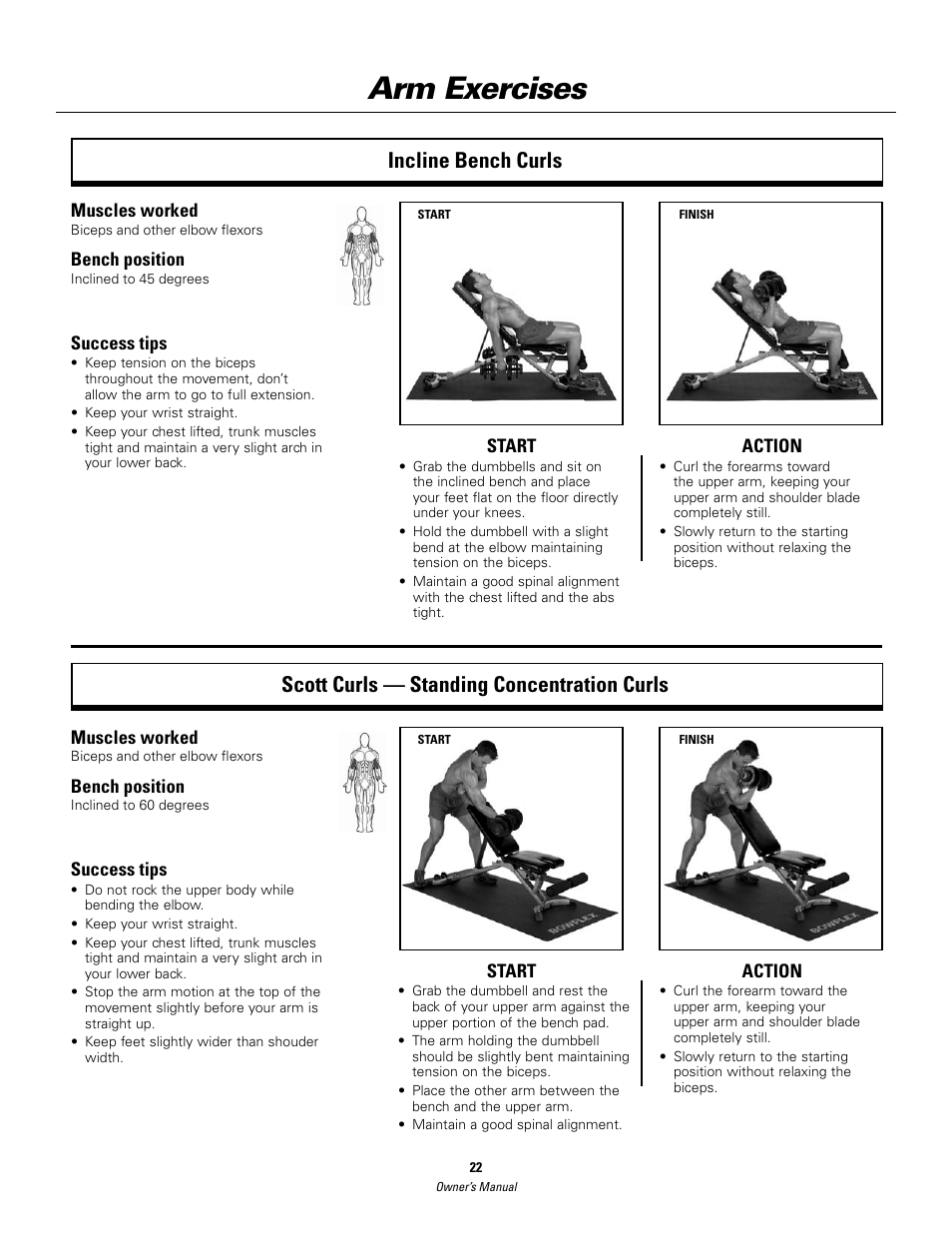 Arm exercises | Bowflex SelectTech BD552 Dumbbells Dumbbells and Stability Ball User Manual | Page 22 / 36