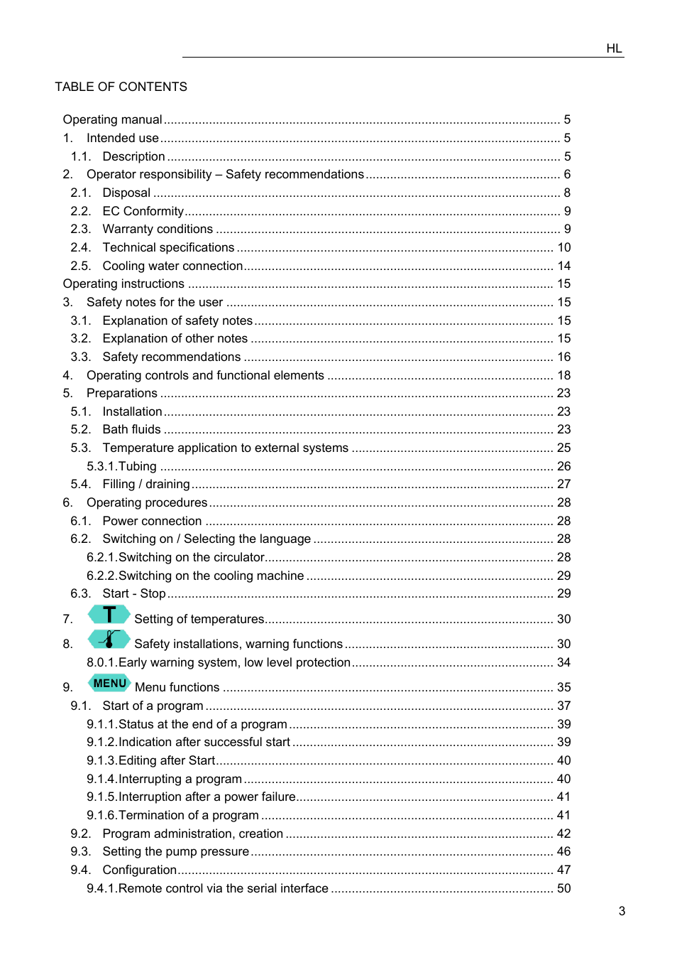 JULABO FPW50-HL Refrigerated Circulators User Manual | Page 3 / 94