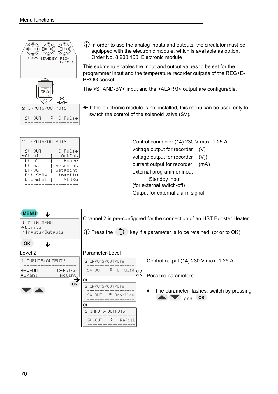 Analog inputs/outputs | JULABO FPW50-HL Refrigerated Circulators User Manual | Page 70 / 94