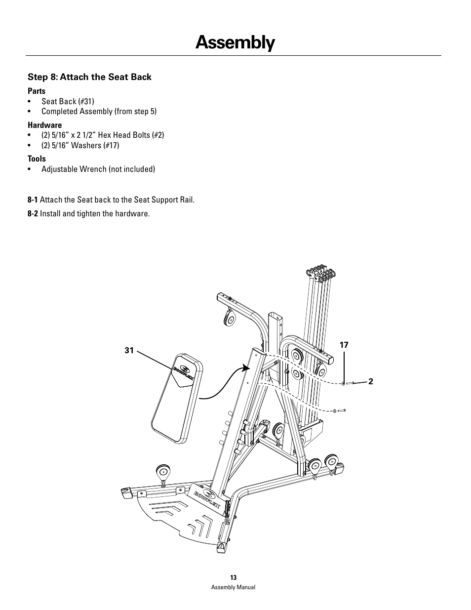 Assembly | Bowflex PR3000 User Manual | Page 13 / 24