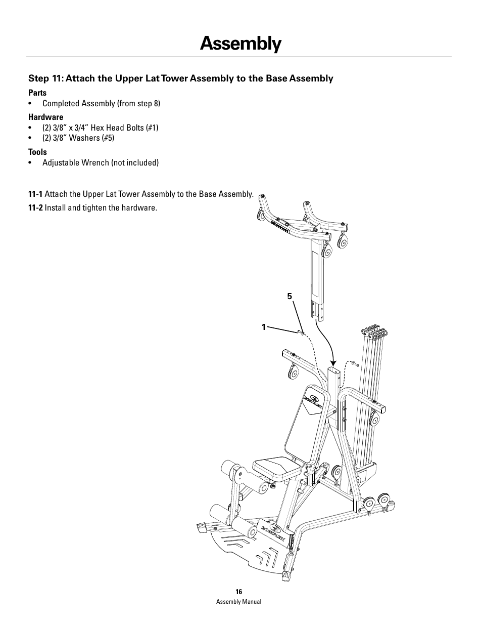 Assembly | Bowflex PR3000 User Manual | Page 16 / 24