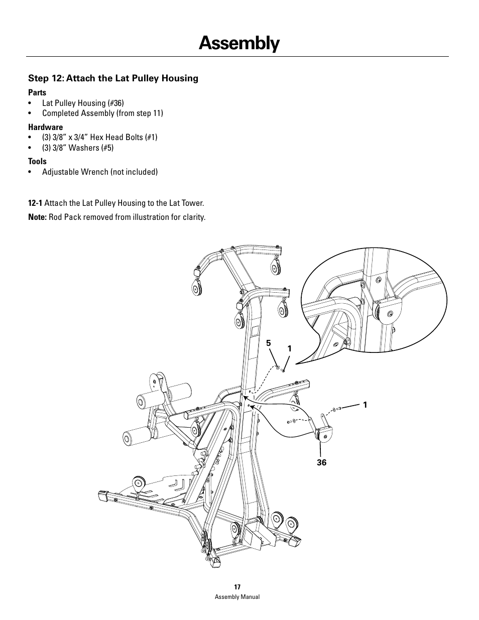 Assembly | Bowflex PR3000 User Manual | Page 17 / 24