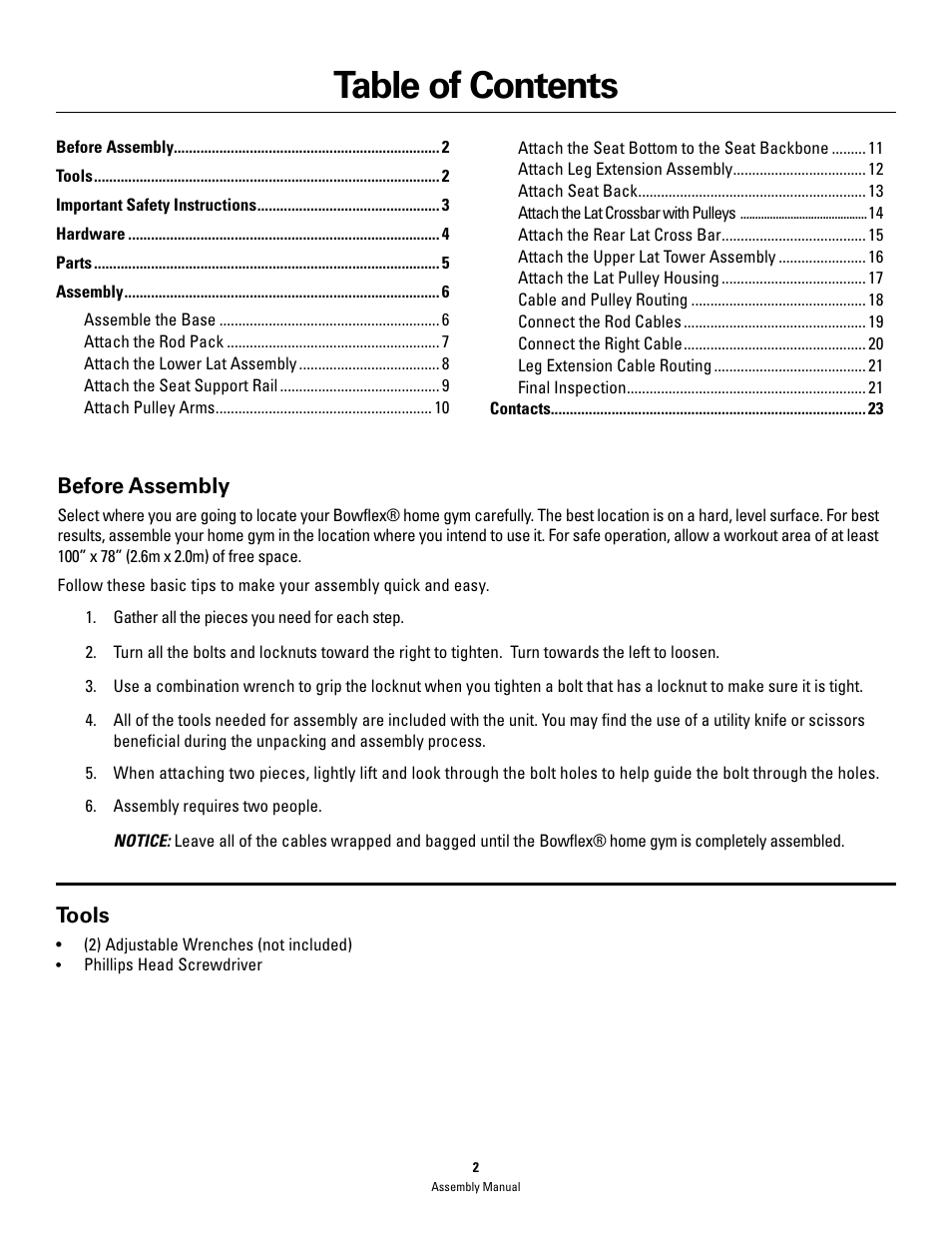 Bowflex PR3000 User Manual | Page 2 / 24
