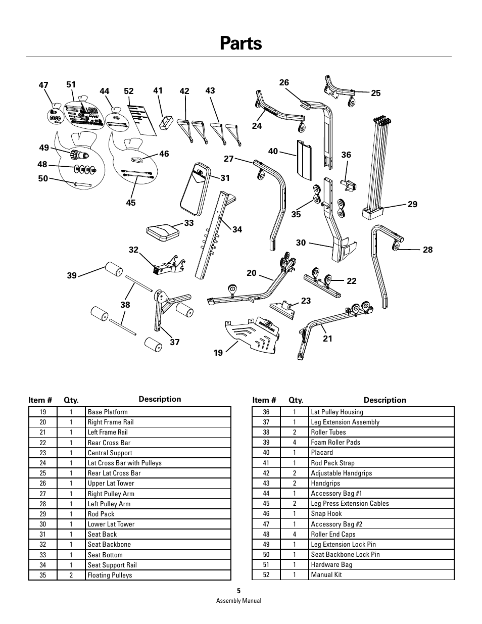 Parts | Bowflex PR3000 User Manual | Page 5 / 24