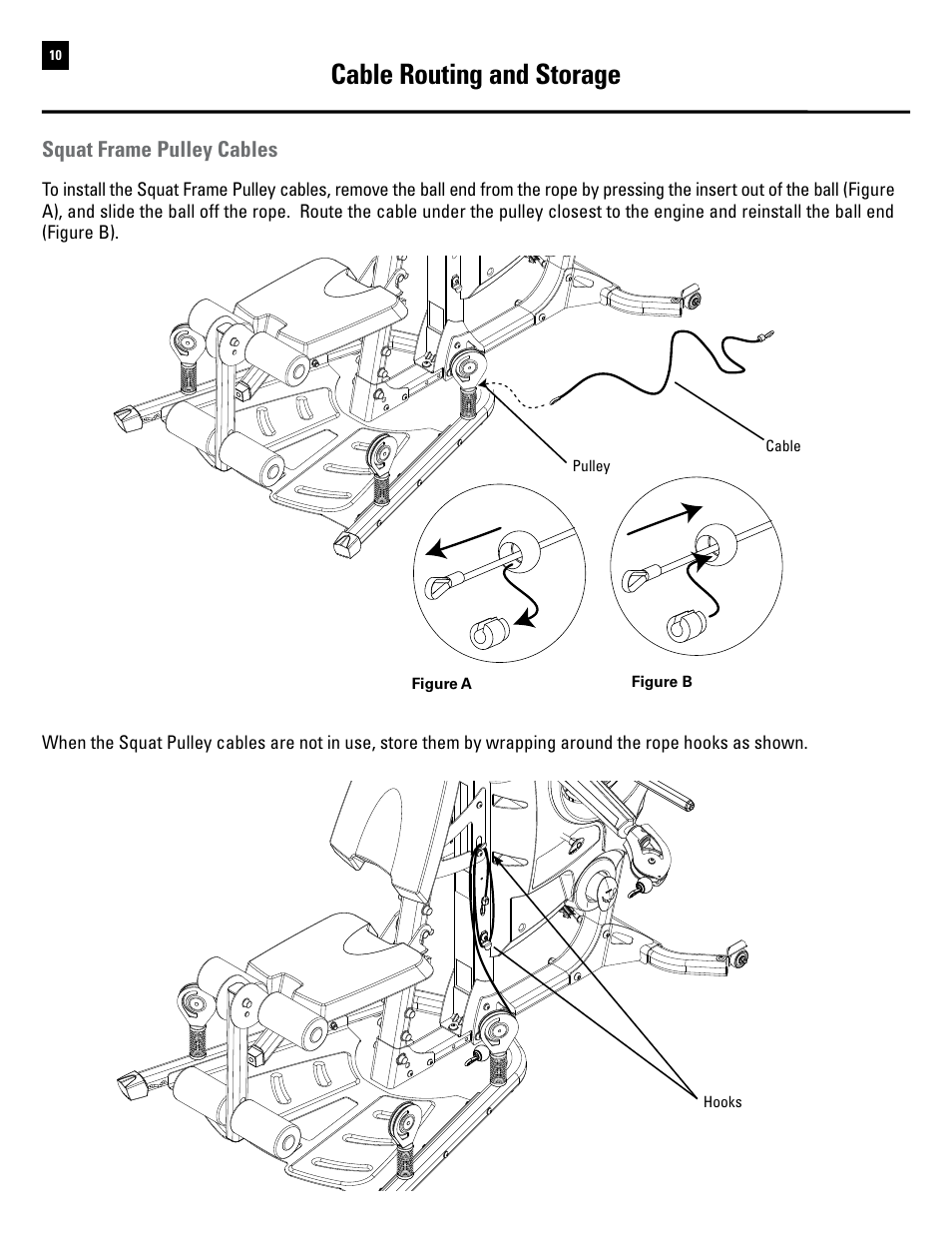 Cable routing and storage, Squat frame pulley cables | Bowflex Revolution XP User Manual | Page 12 / 100