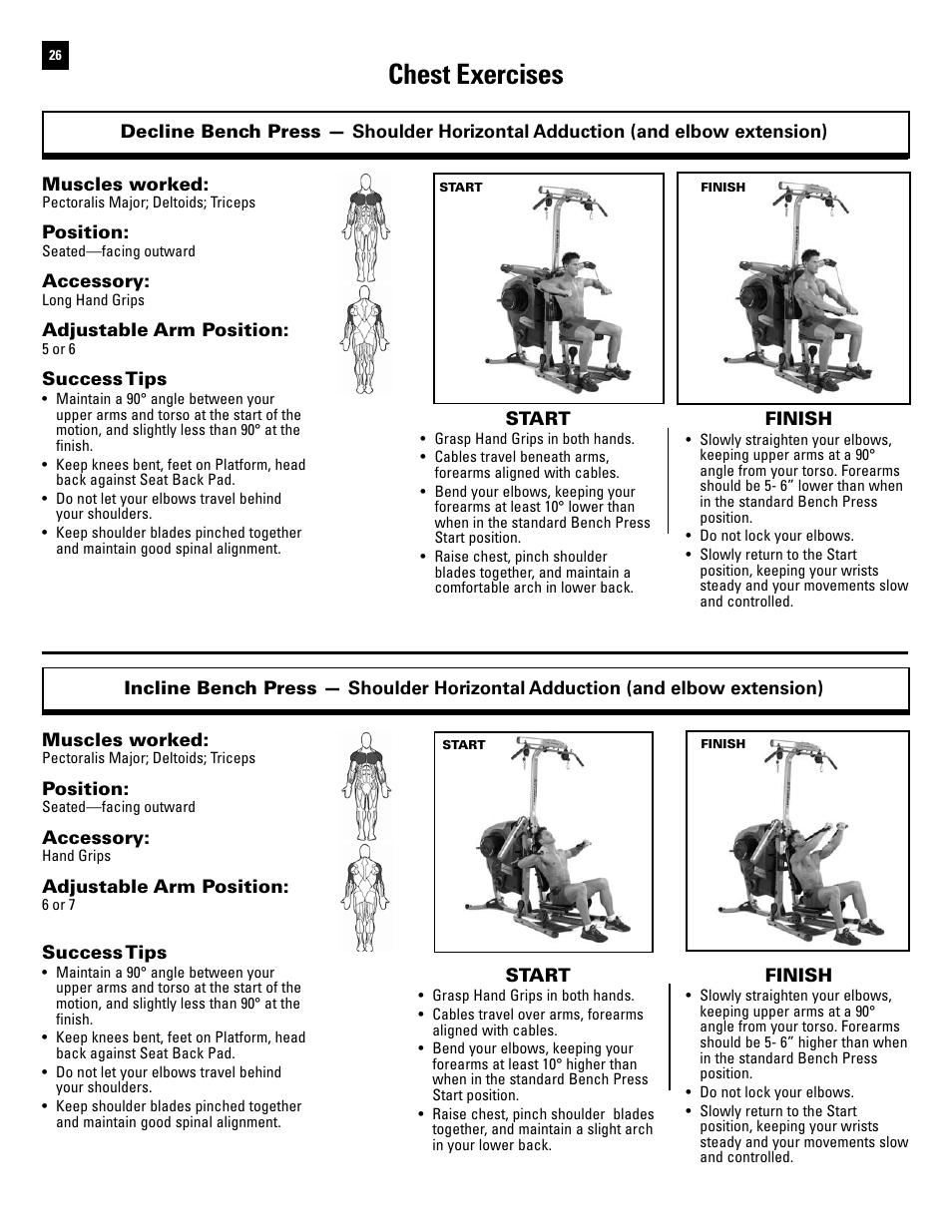 Chest exercises | Bowflex Revolution XP User Manual | Page 28 / 100
