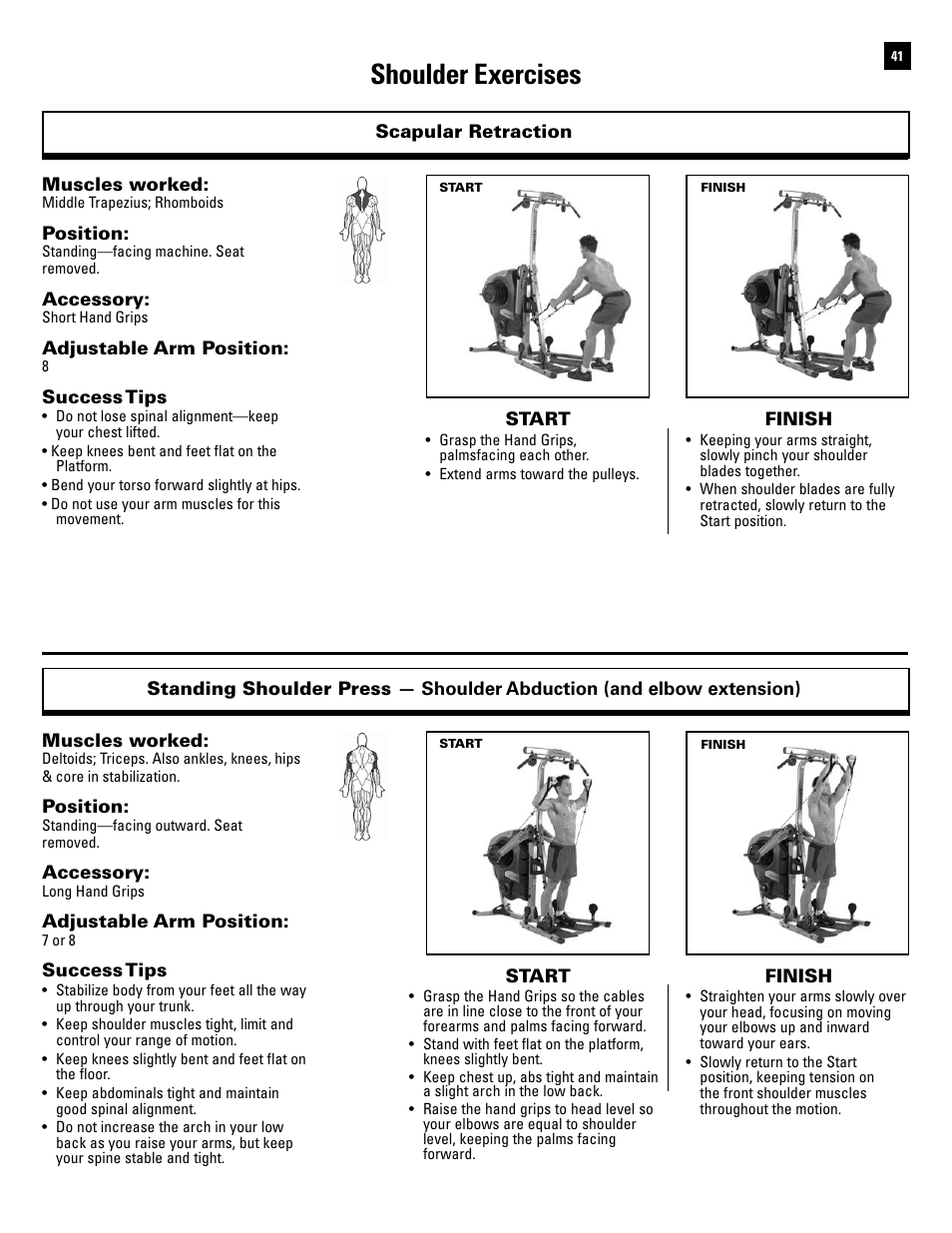 Shoulder exercises | Bowflex Revolution XP User Manual | Page 43 / 100