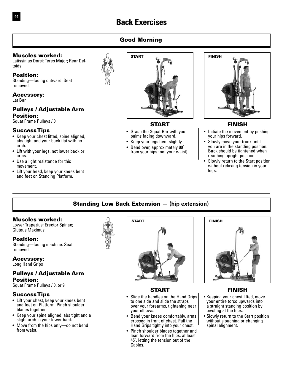 Back exercises | Bowflex Revolution XP User Manual | Page 46 / 100