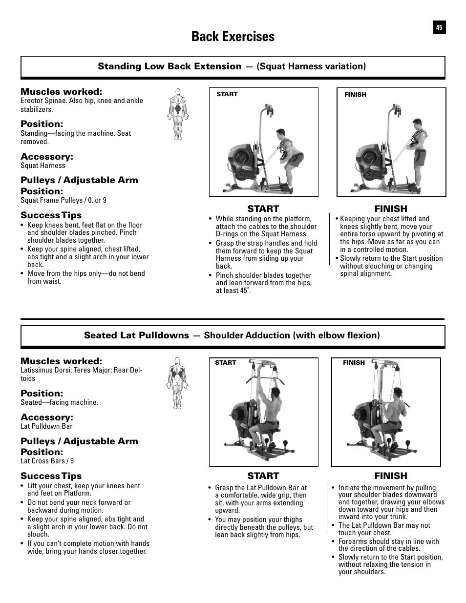 Back exercises | Bowflex Revolution XP User Manual | Page 47 / 100