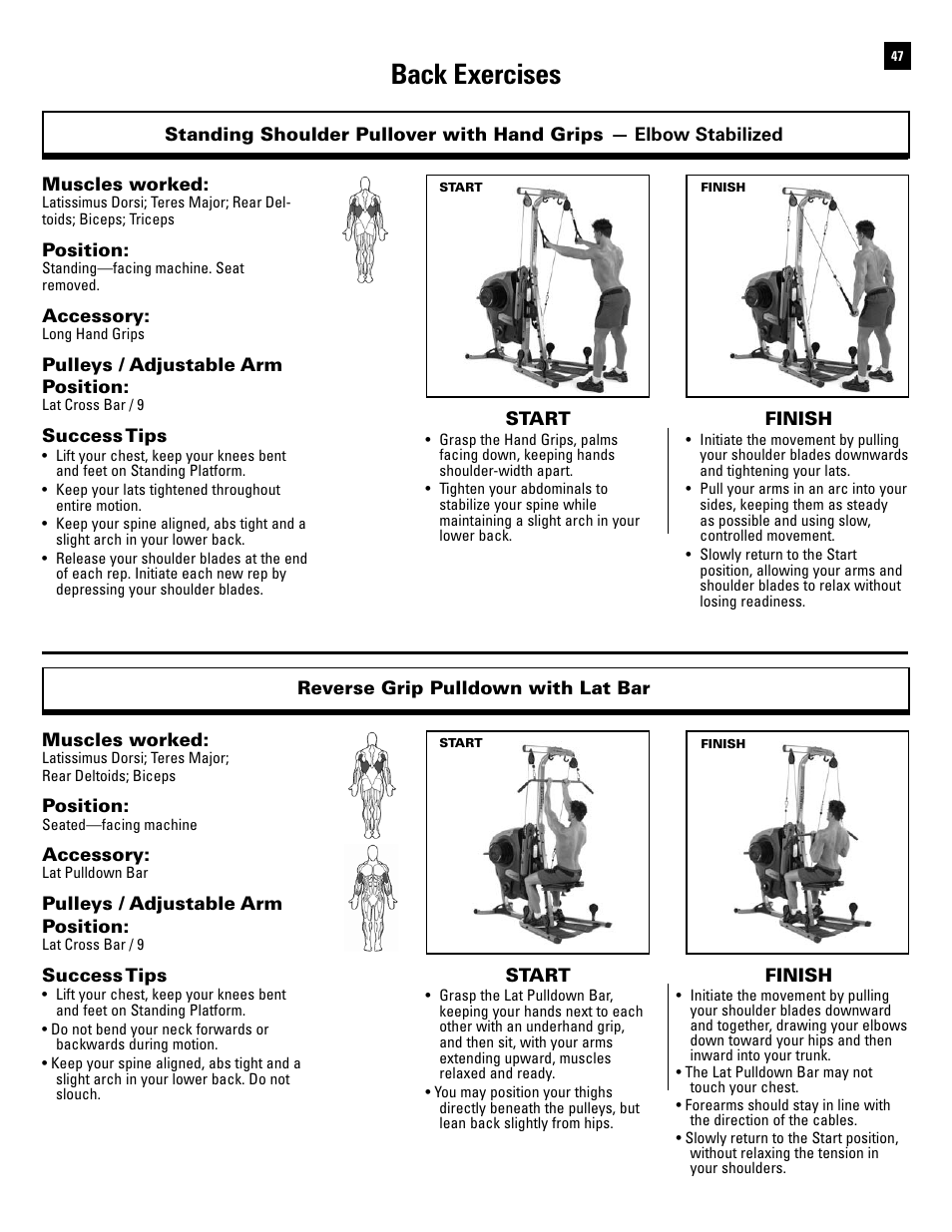 Back exercises | Bowflex Revolution XP User Manual | Page 49 / 100
