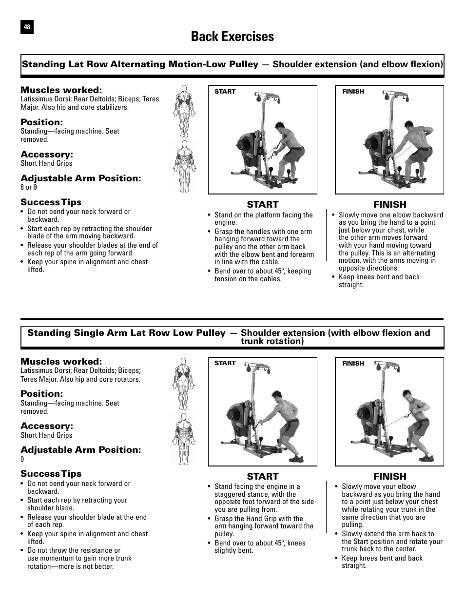 Back exercises | Bowflex Revolution XP User Manual | Page 50 / 100