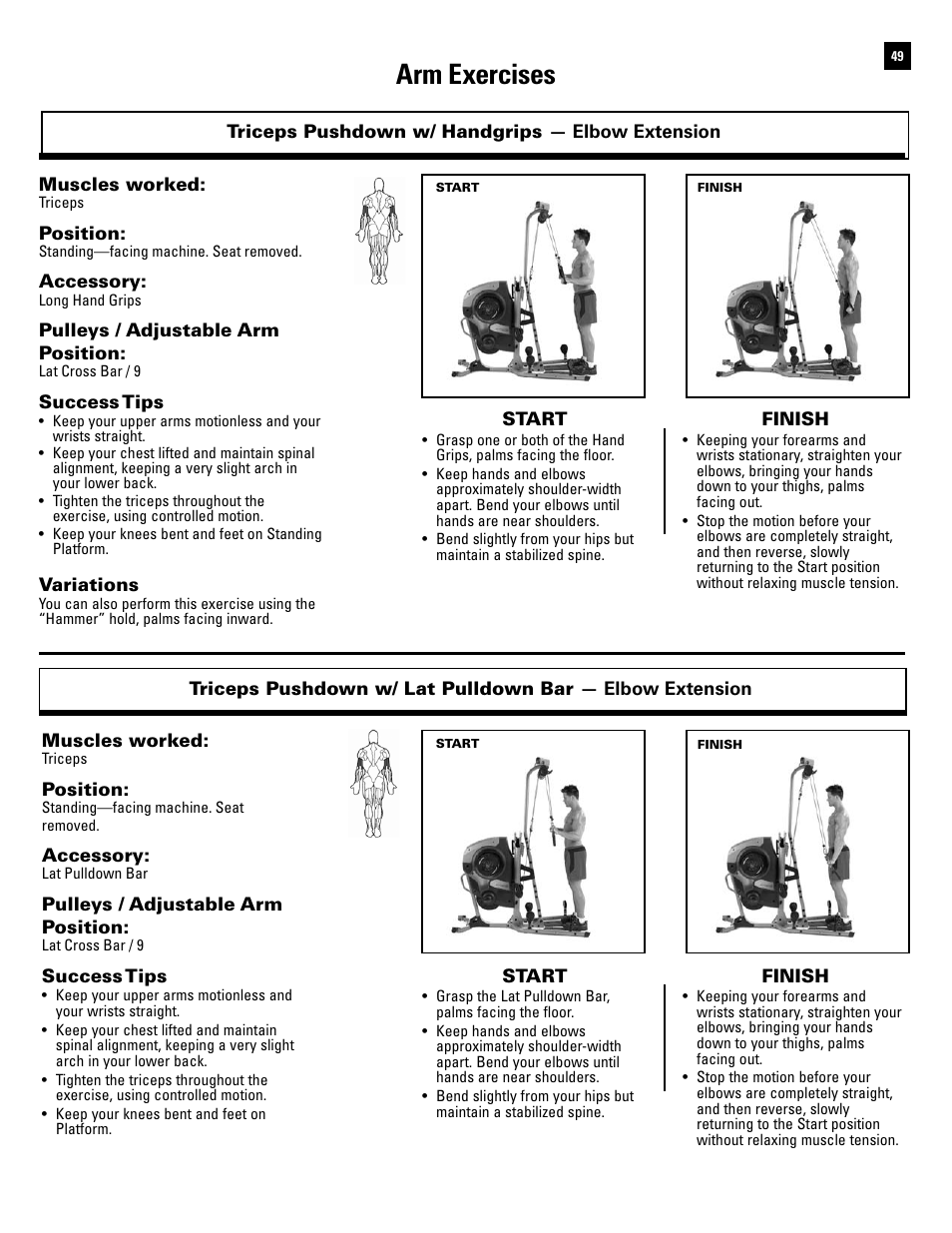 Arm exercises | Bowflex Revolution XP User Manual | Page 51 / 100