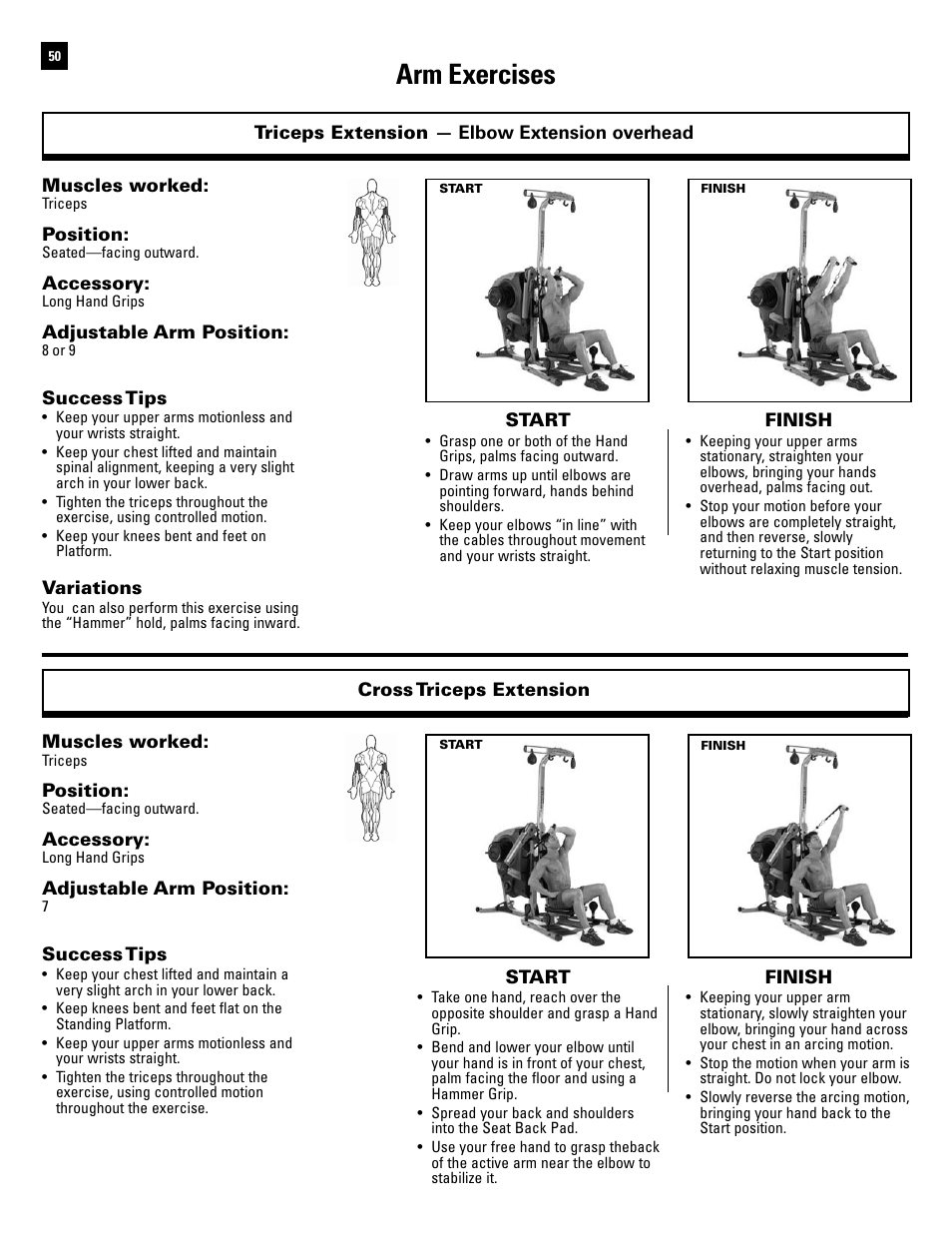 Arm exercises | Bowflex Revolution XP User Manual | Page 52 / 100