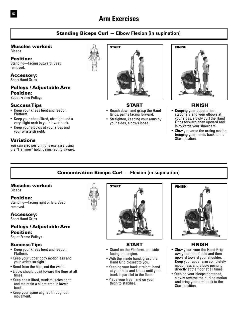Arm exercises | Bowflex Revolution XP User Manual | Page 54 / 100