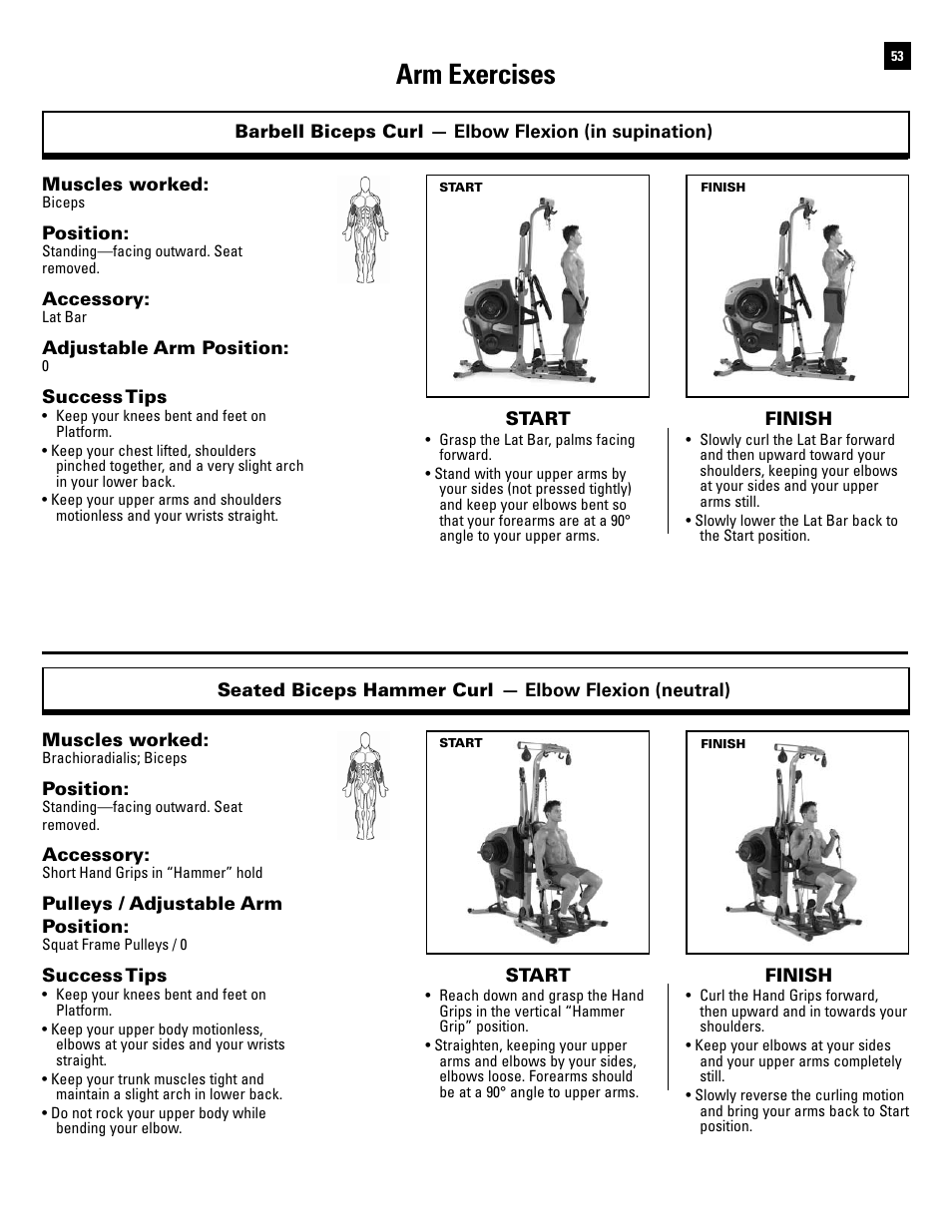 Arm exercises | Bowflex Revolution XP User Manual | Page 55 / 100