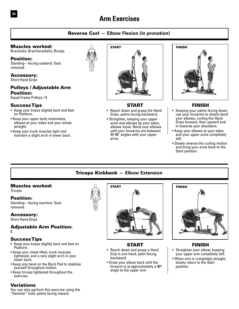 Arm exercises | Bowflex Revolution XP User Manual | Page 56 / 100