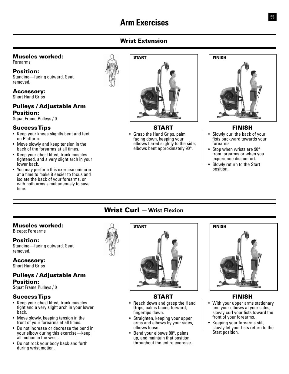 Arm exercises, Wrist curl | Bowflex Revolution XP User Manual | Page 57 / 100