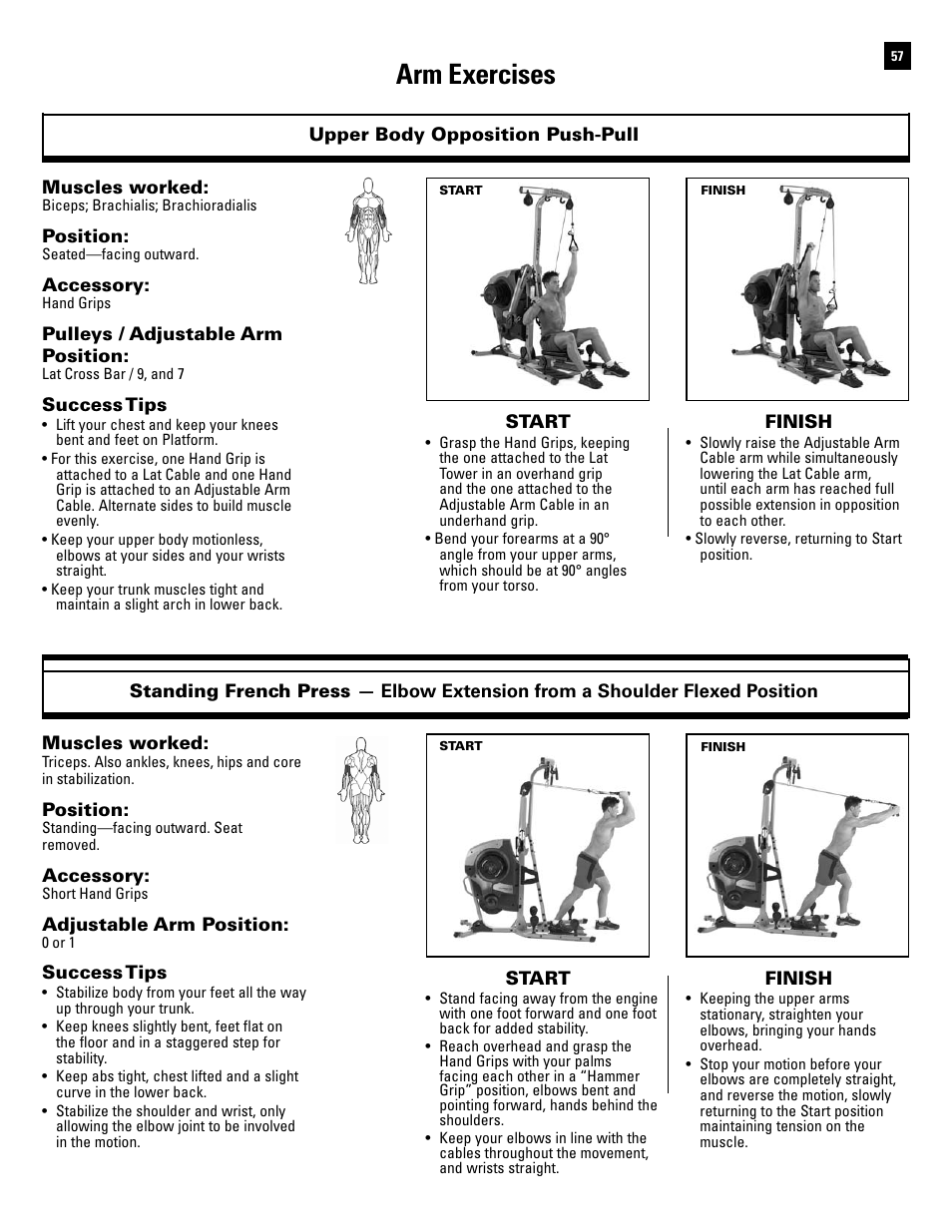 Arm exercises | Bowflex Revolution XP User Manual | Page 59 / 100