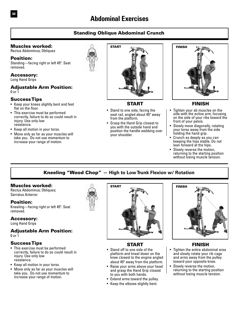 Abdominal exercises | Bowflex Revolution XP User Manual | Page 62 / 100