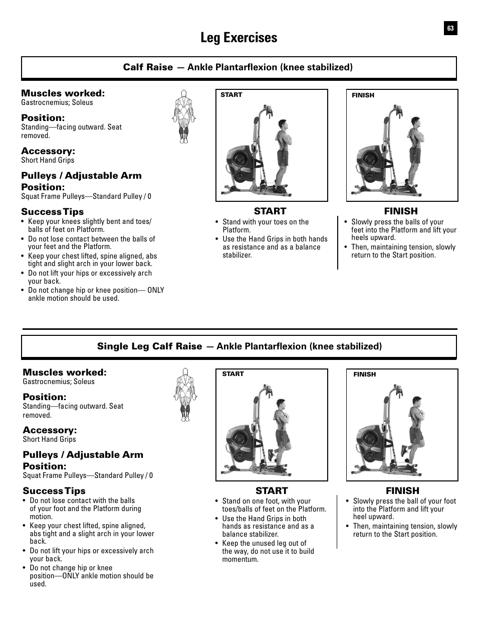 Leg exercises | Bowflex Revolution XP User Manual | Page 65 / 100