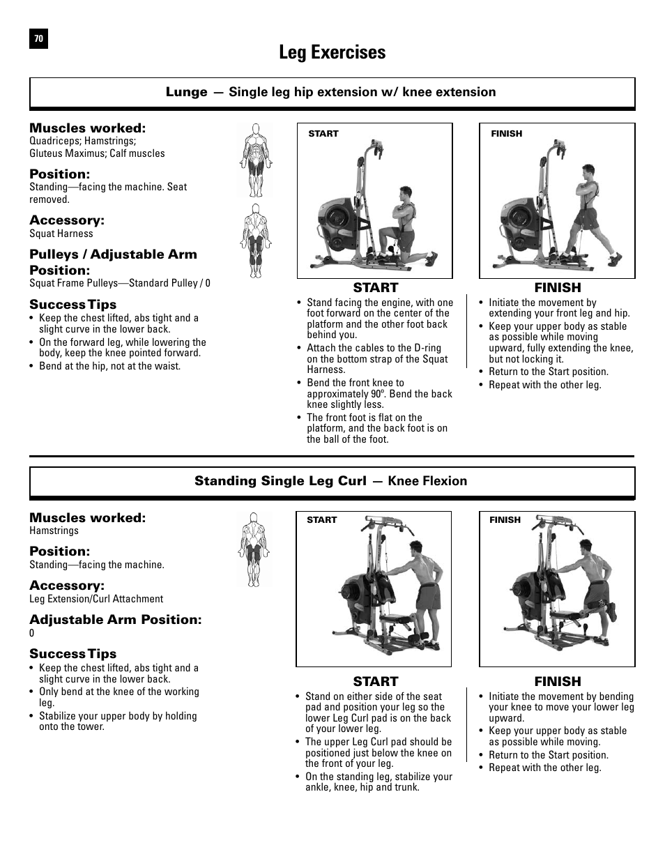 Leg exercises | Bowflex Revolution XP User Manual | Page 72 / 100