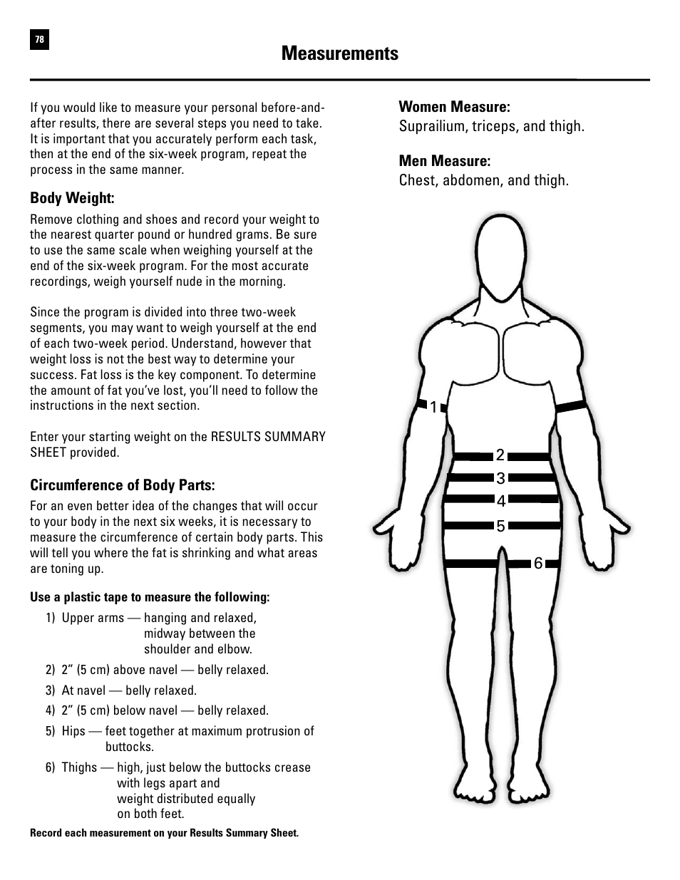 Measurements | Bowflex Revolution XP User Manual | Page 80 / 100