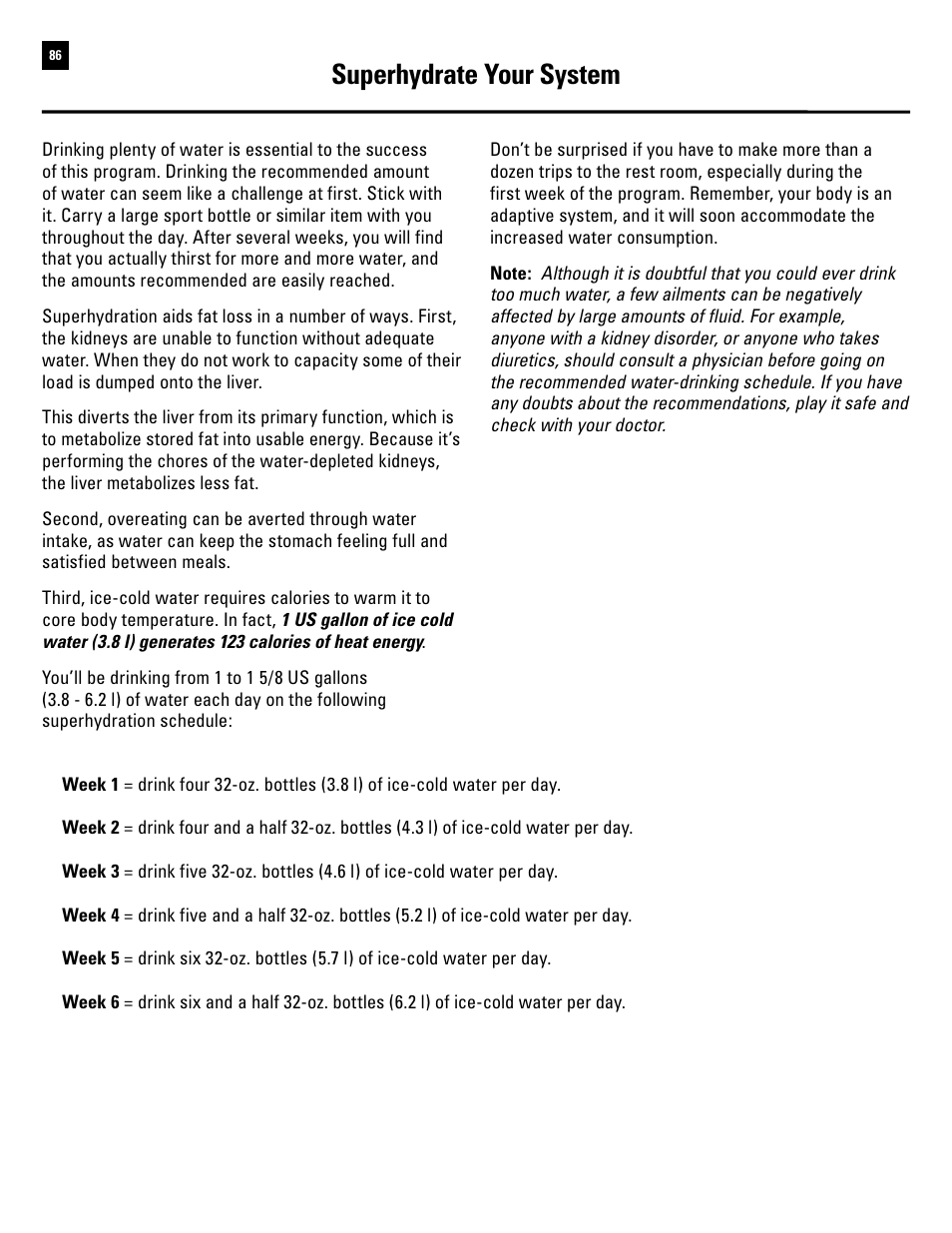 Superhydrate your system | Bowflex Revolution XP User Manual | Page 88 / 100