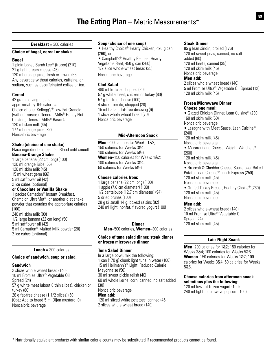 The eating plan, Metric measurements | Bowflex Revolution XP User Manual | Page 91 / 100