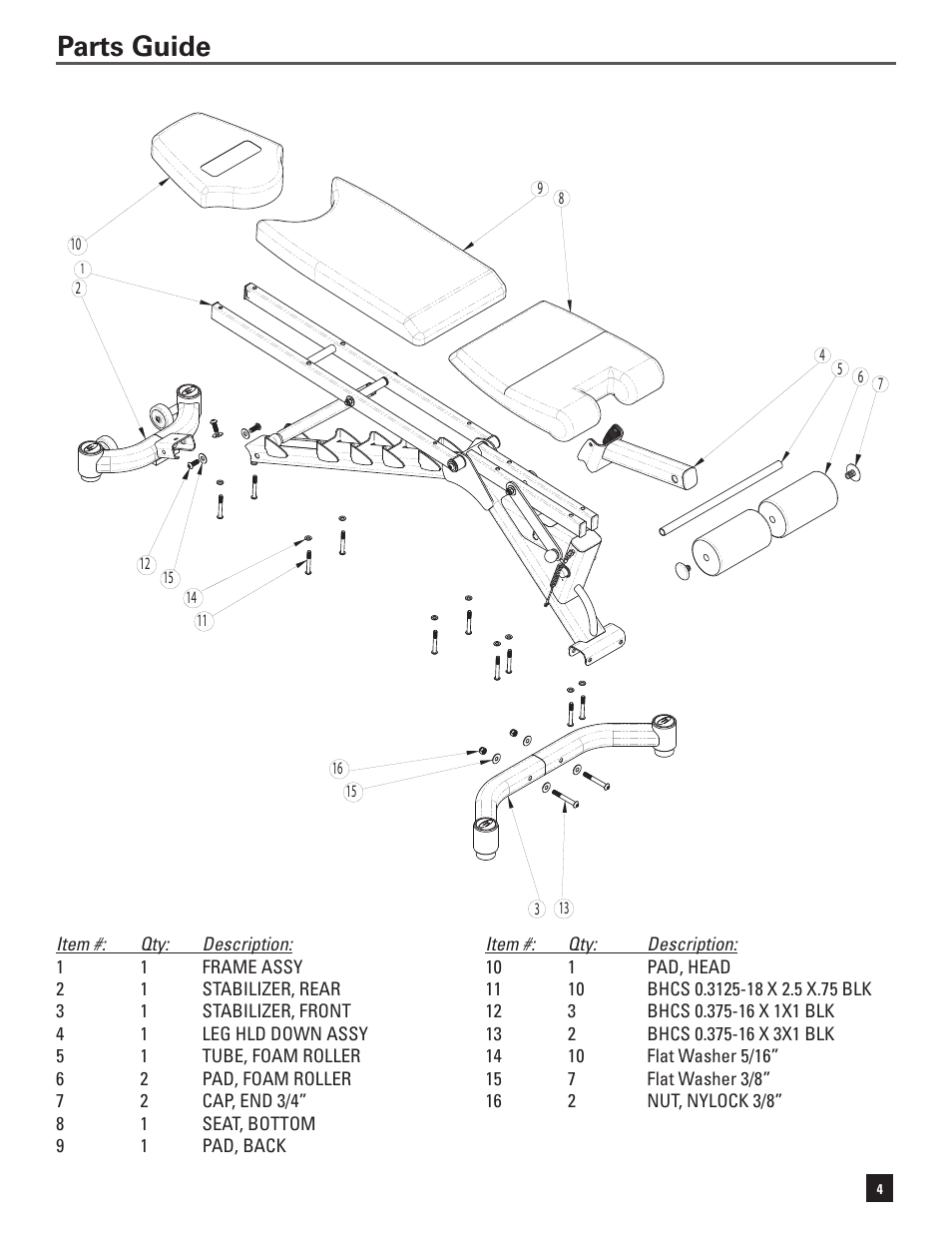 Parts guide | Bowflex SelectTech 5.1 Bench User Manual | Page 7 / 20