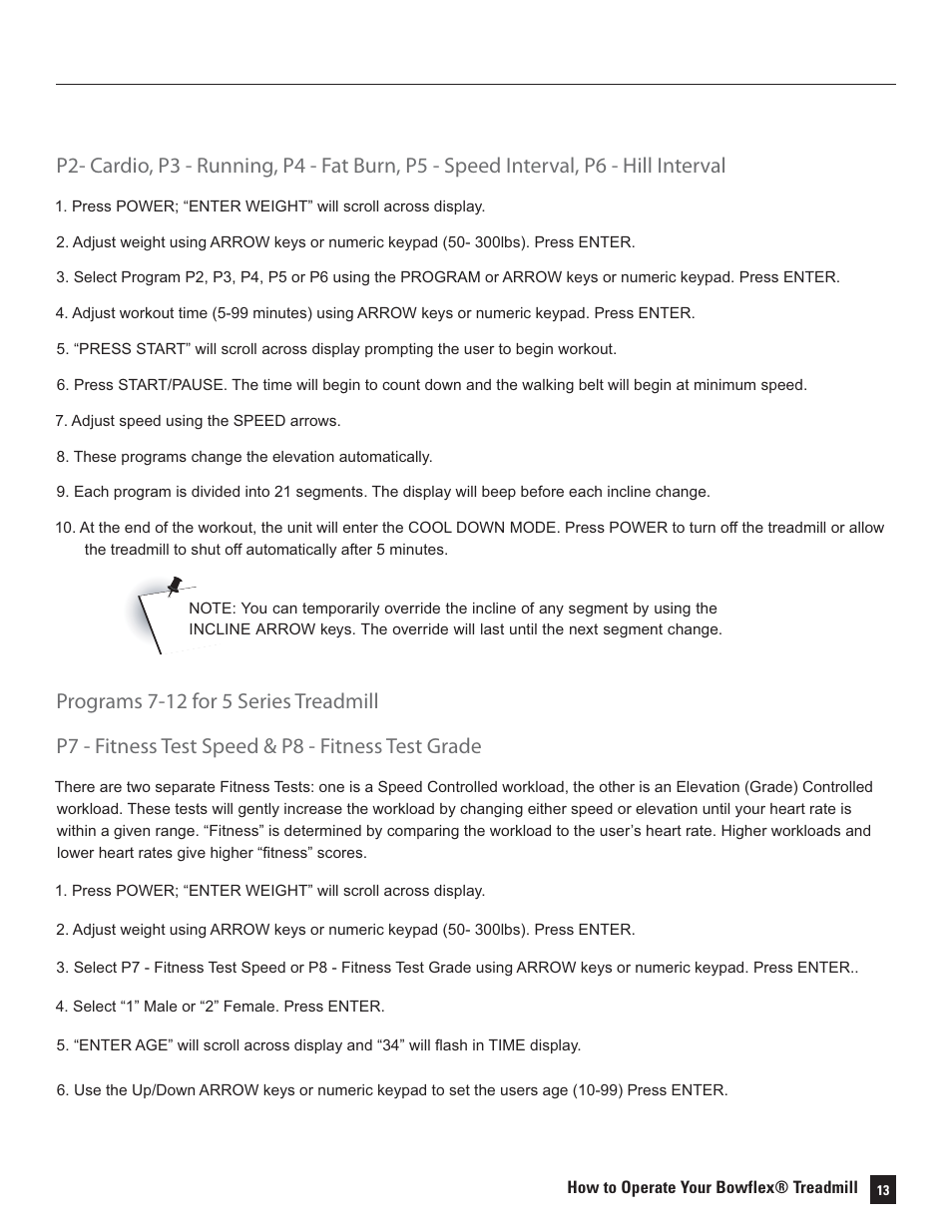 Bowflex Treadmills 5 Series User Manual | Page 13 / 36