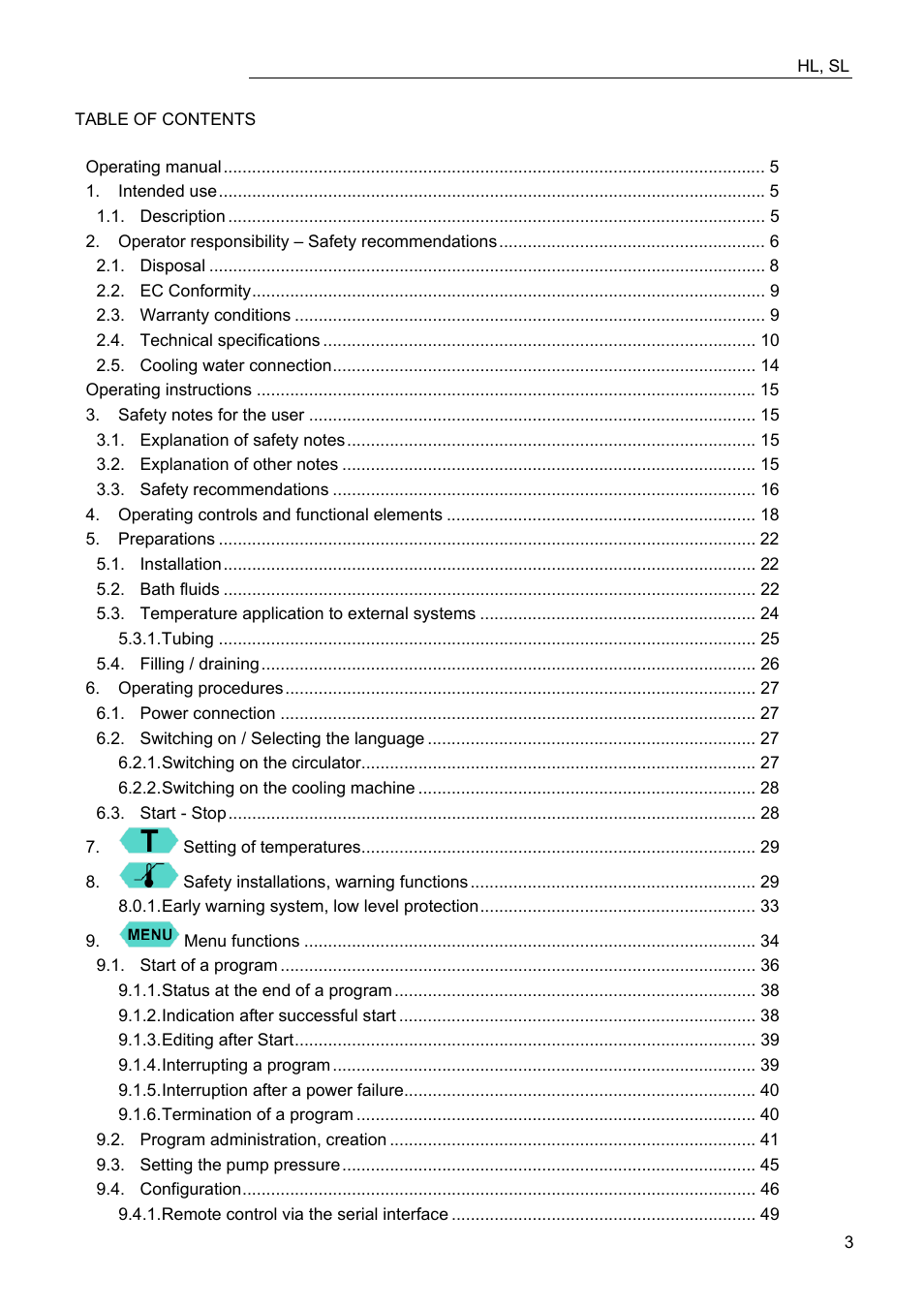 JULABO FW95-SL Ultra-Low Refrigerated Circulator User Manual | Page 3 / 93