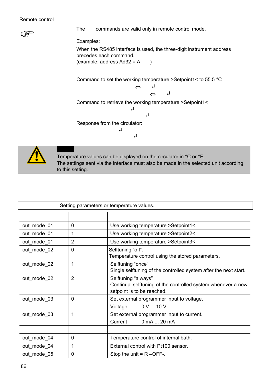 List of commands | JULABO FW95-SL Ultra-Low Refrigerated Circulator User Manual | Page 86 / 93