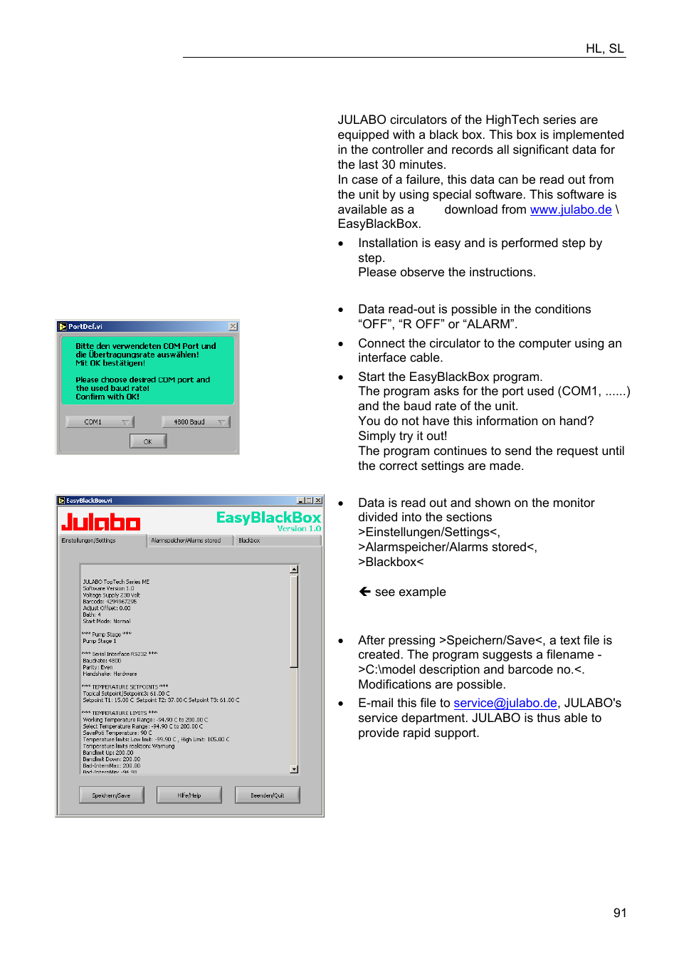 Julabo service – online remote diagnosis | JULABO FW95-SL Ultra-Low Refrigerated Circulator User Manual | Page 91 / 93