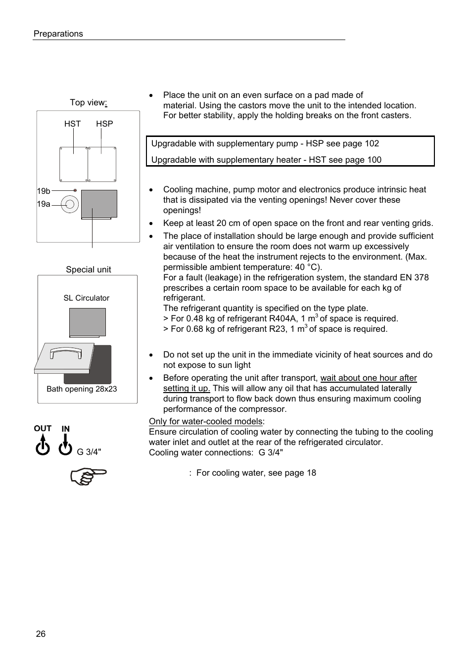 Preparations 5.1. installation | JULABO FPW91-SL Ultra-Low Refrigerated Circulators User Manual | Page 26 / 103