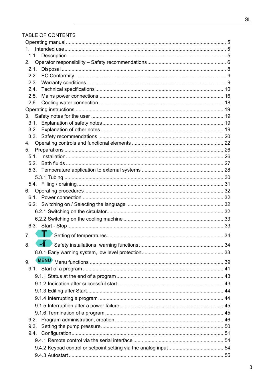 JULABO FPW91-SL Ultra-Low Refrigerated Circulators User Manual | Page 3 / 103